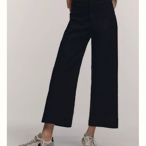 Anthropologie Maeve Colette Black Wide-Leg Cropped Pants size 31